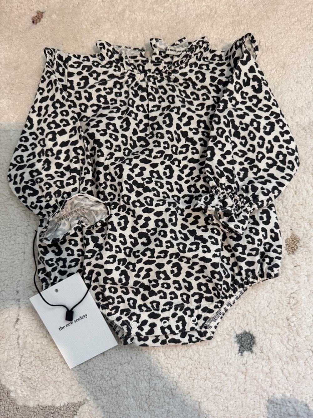 The New Society Black & White Leopard Baby Romper